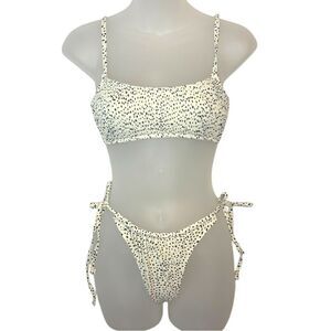 Xhilaration Cream Polka Dot Two Piece Bikini Size Medium